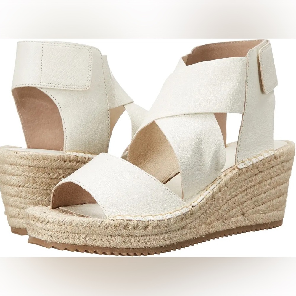 Eileen Fisher Cream Espadrille Wedge Sandals